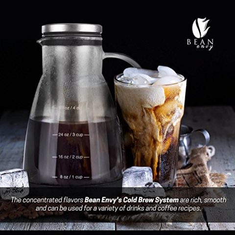 Bean Envy Cold Brew Coffee Maker – 32 oz Glass Iced Tea & Coffee Cold ...