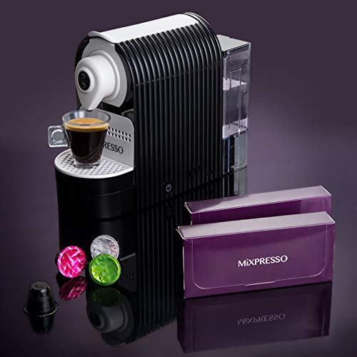 Mixpresso Espresso Machine for Nespresso Compatible Capsule Programmable Buttons for Espresso and Lungo Premium Italian 19 Bar High Pressure Pump 27oz 1400W White 